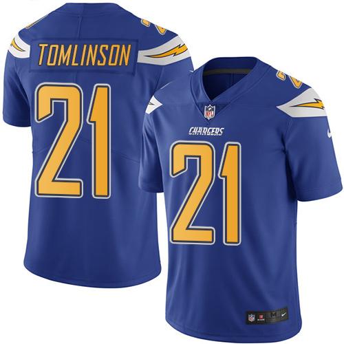 Nike Chargers #21 LaDainian Tomlinson Electric Blue Men's Stitched NFL Limited Rush Jersey